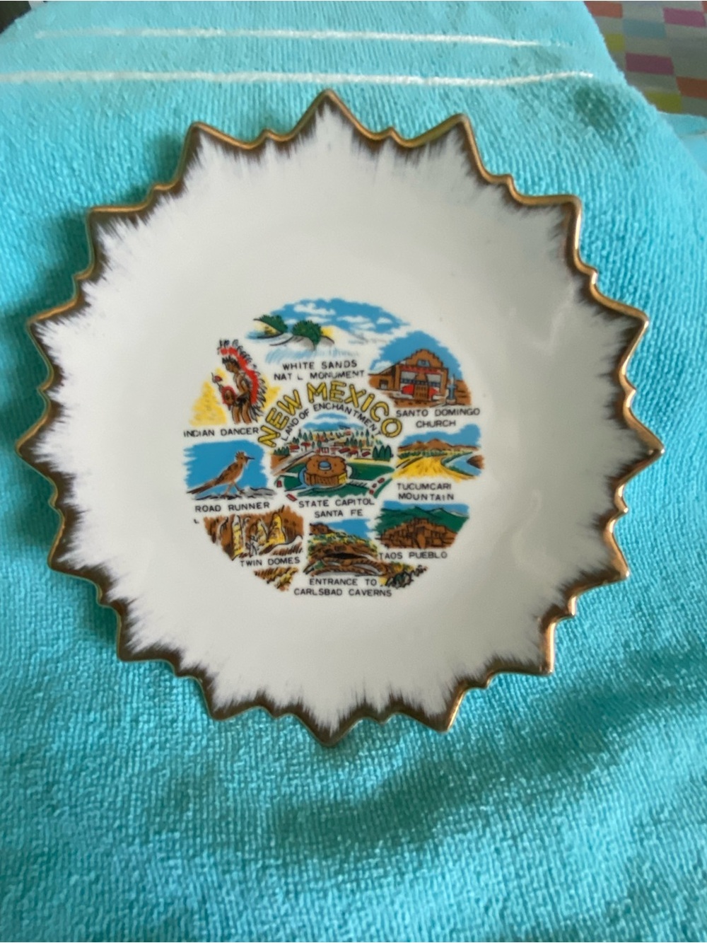 Vintage New Mexico Landmark small Souvenir Plate Carlsbad Caverns, Twin Domes
